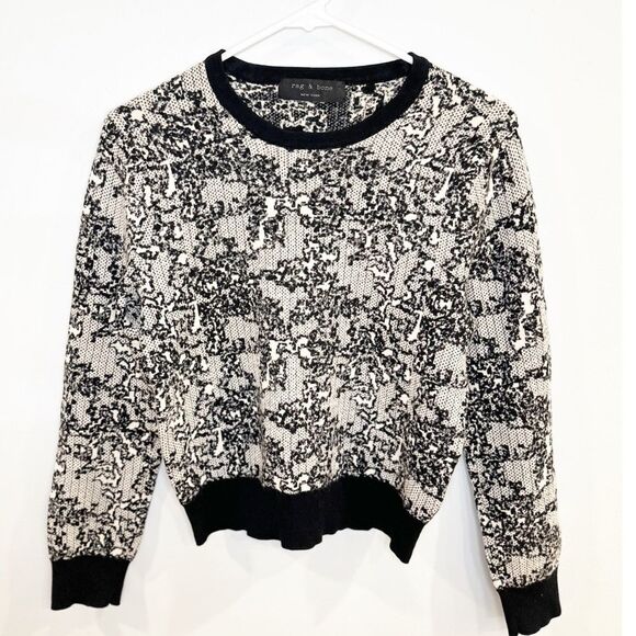 Rag and bone knit damask sweater black cream - Picture 1 of 3